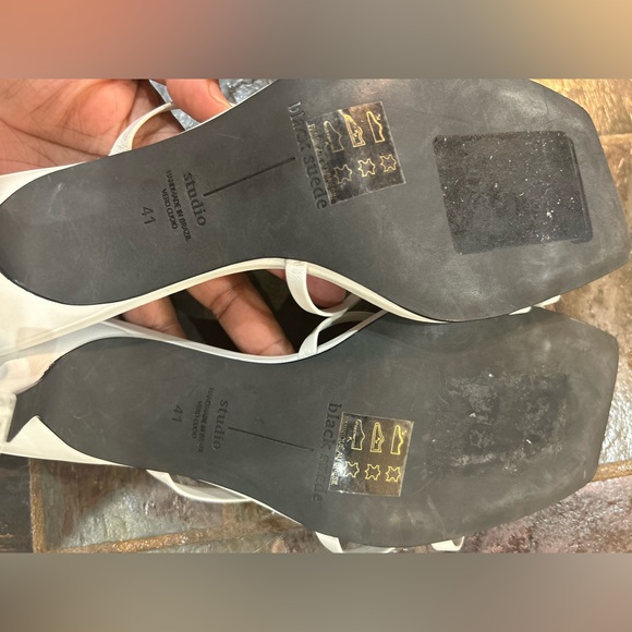 Black Suede Studio Brand New; 41 Felicity Calfskin Strappy Slide white Sandals - Picture 7 of 9